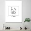 Leinwanddruck mit der Aufschrift Paris in Schwarz und Weiß