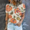 2024 Fashion Elegant Women's T-shirt Fashion Retro Flower Pattern Printed T-shirt Women's Short sleeved T-shirt