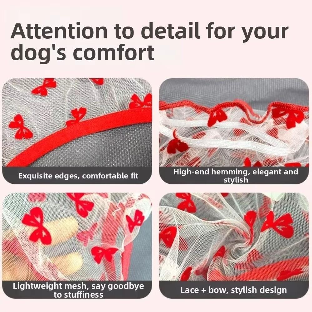 Bow Pattern Mesh Dog Skirt Breathable Pet Sun Protection Vest For Small Medium Dogs