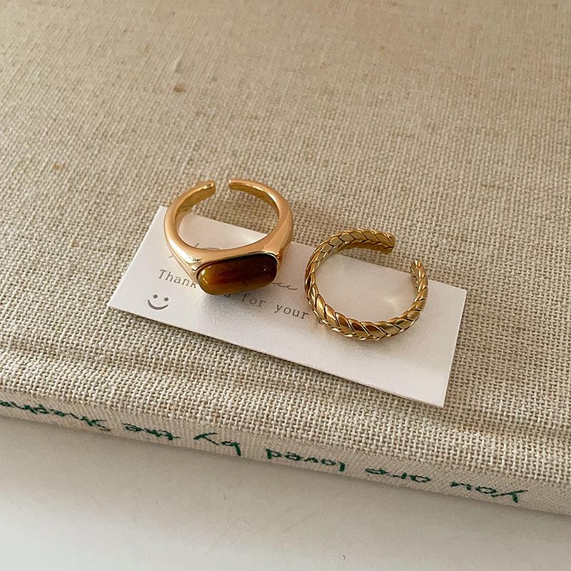 Elegant Tiger's Eye Wheat Ear Open Ring for Women