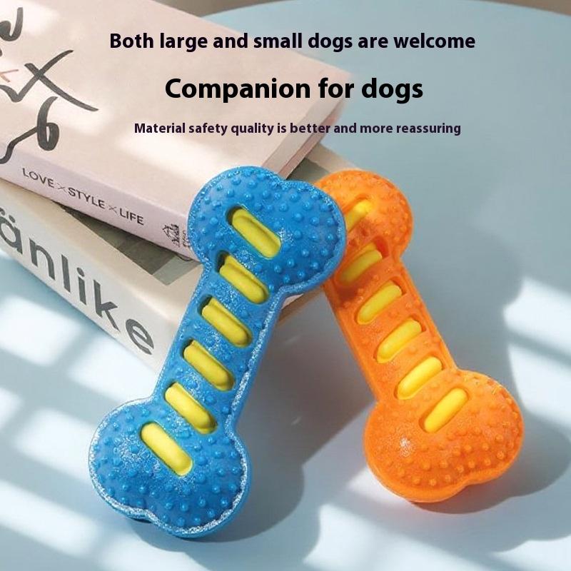 Dog toy TPR grinds teeth and bones, resistant to biting, interactive training puppy toy chews dog bones, dog boredom relief artifact