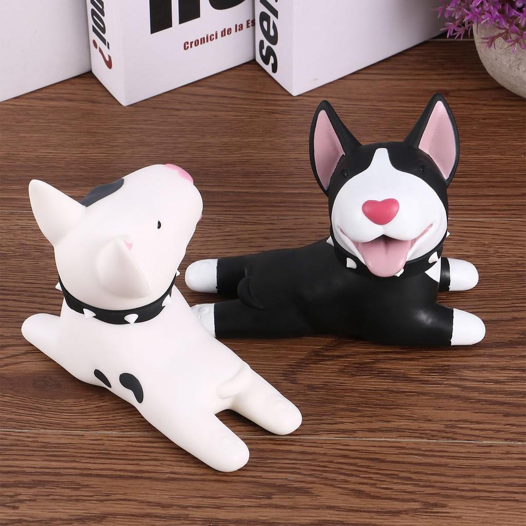 2 Pcs Cute Dog Door Stoppers, Decorative PVC Door Stops for Home Bathroom Bedroom - Black & White, 5.1 X 3.6 Inches
