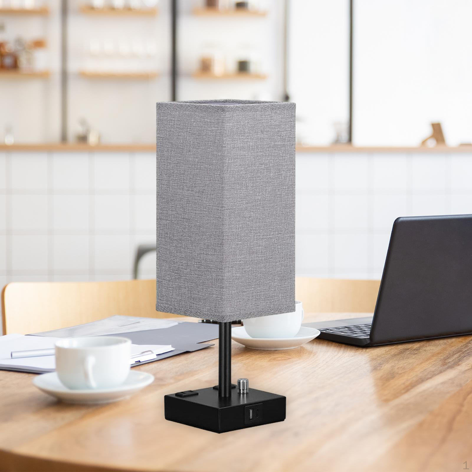 

Приліжкова лампа для спальні з USB-портами Настільна лампа для вітальні сірий колір