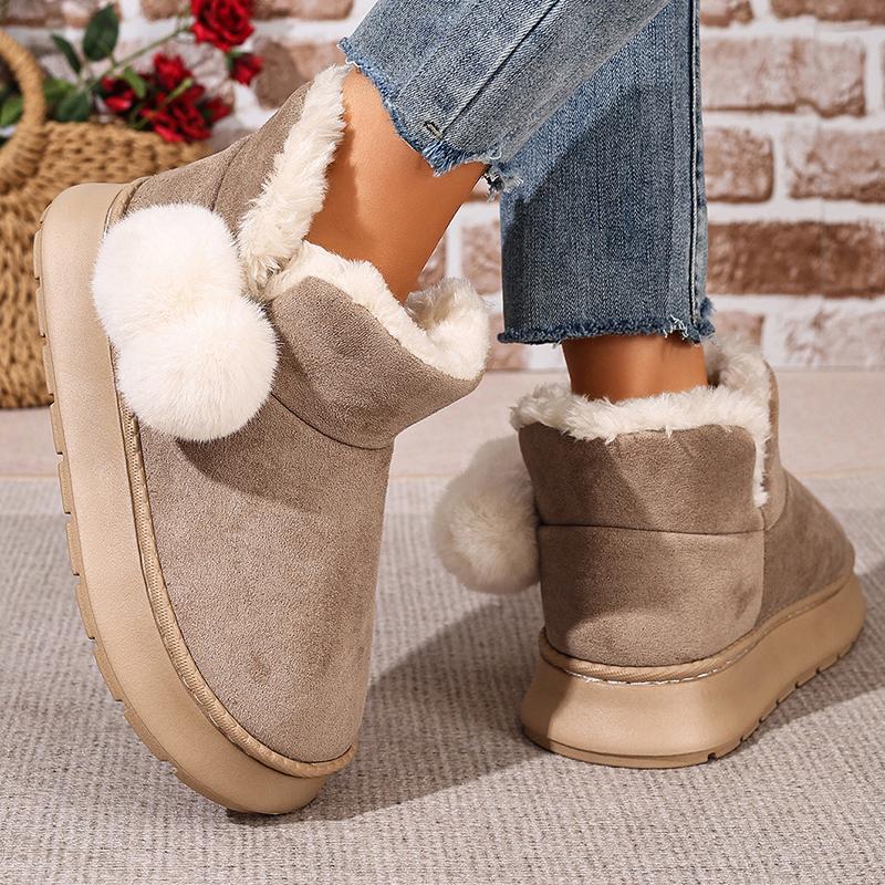 Fashion Faux Suede Platform Snow Boots Women Non Slip Thicken Plush Warm Cotton Padded Shoes Woman Comfort Fluffy Fur Ankle Boots Female