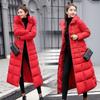 Giacca parka da donna alla moda invernale calda di media lunghezza con cappuccio casual, con collo in pelliccia rimovibile, per donna