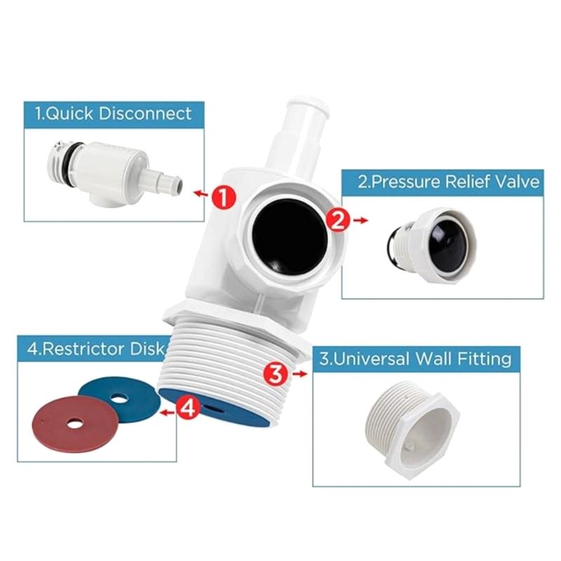 Sturdy Plastic Wall Fitting Connectors Assembly for Pool Cleaners Accessory with Models 280 380 3900 Easy Installion