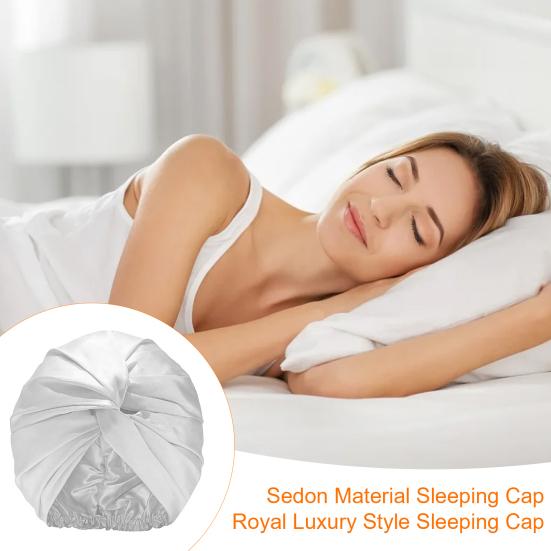 Imitation Silk Women Hat Solid Color Twist Knotted Design Turban Hat Solid Color Sleeping Hat Home Headwear