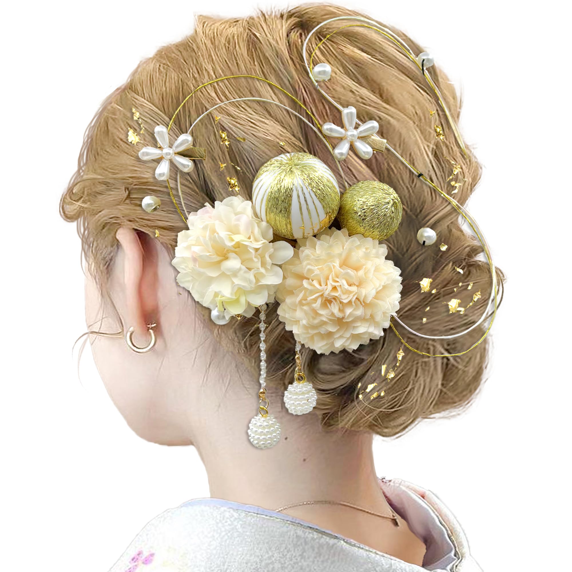 

JZOON Yukata Hair Accessory Set for and Japanese Features Dried Gold Japanese and Available in 9 F1102 15-Piece Coming-of-Age Ceremonies, Graduations,