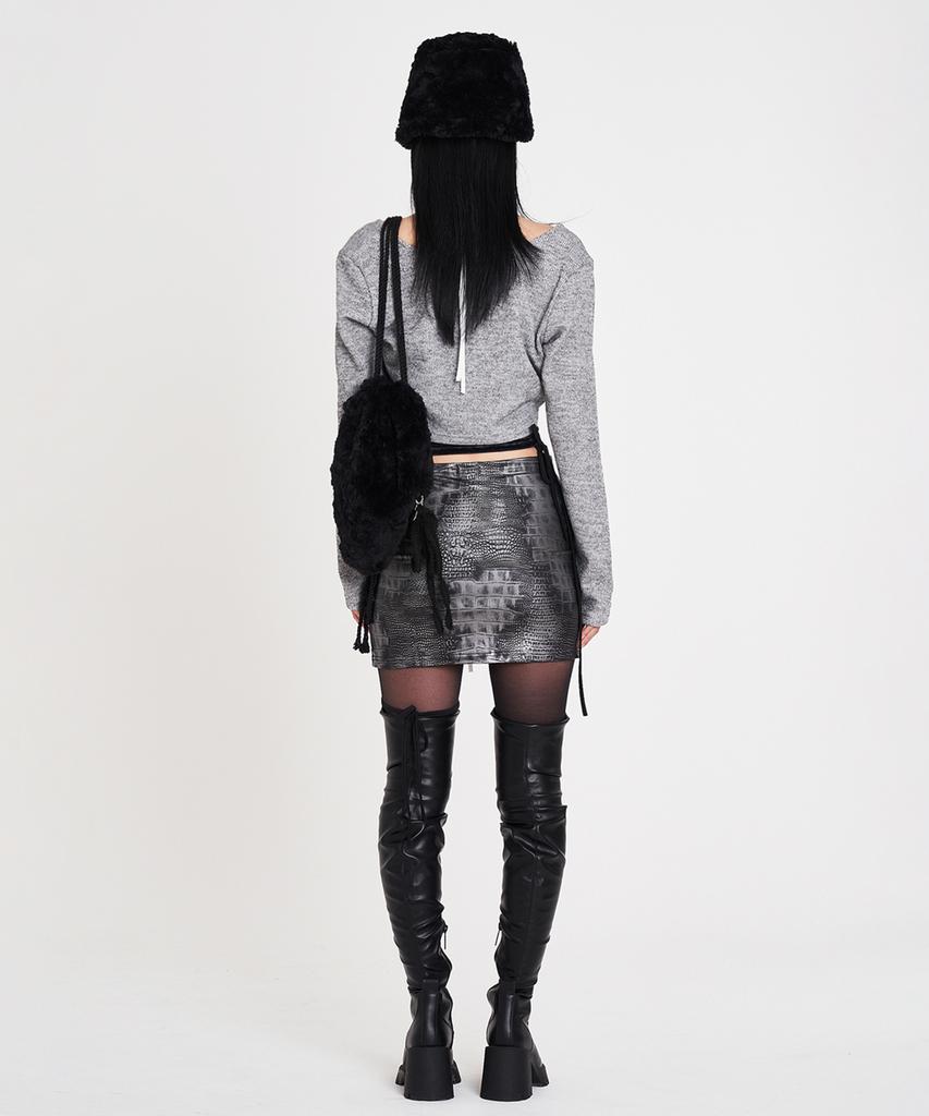 Assei Python Print Mini Skirt (Black)