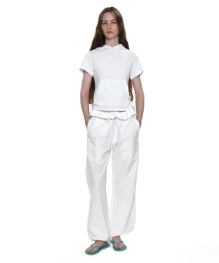 PARTIMENTO WOMEN Two-Way Frill Turnover Waist Pants_White