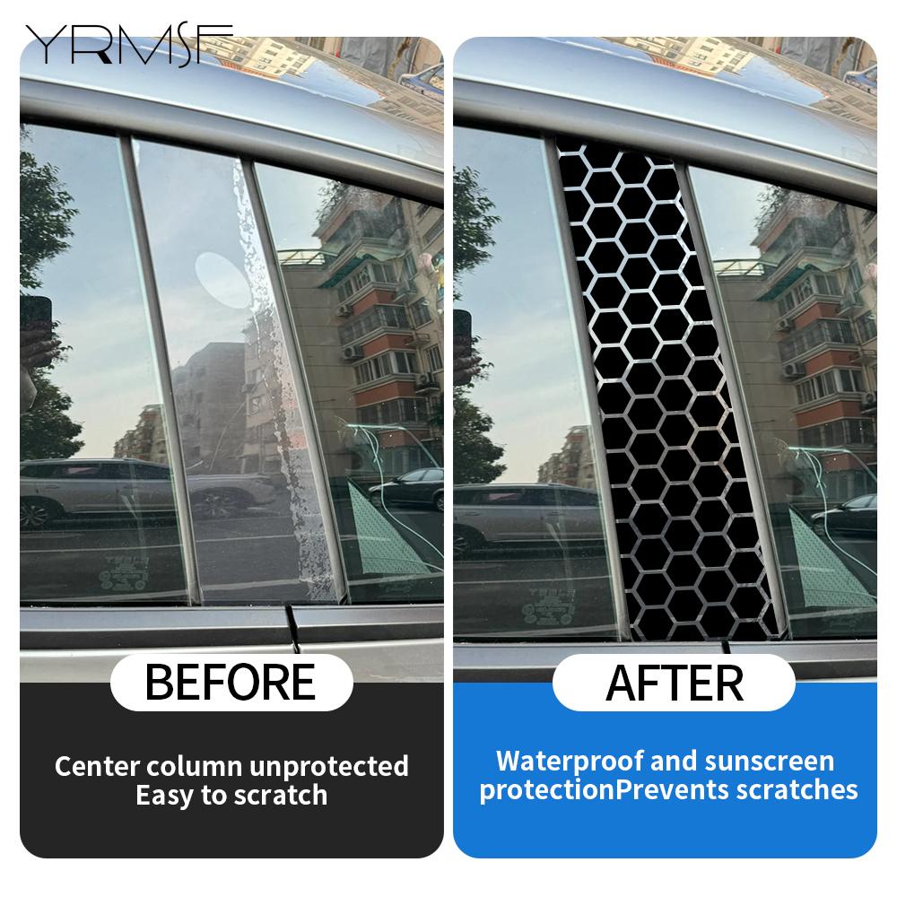 Car Pillar Protective Film Carbon Fiber Vinyl Warp Rear Window Self-Adhesive Anti-Scratch for SUV Truck Exterior Body Styling