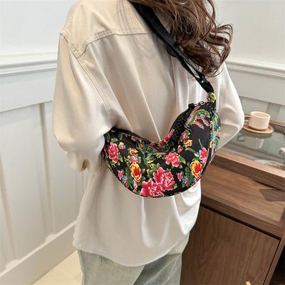 Polyester Große Kapazität Breite Schultergurt Brust Tasche Vielseitige Umhängetasche Pfingstrosen Blumen