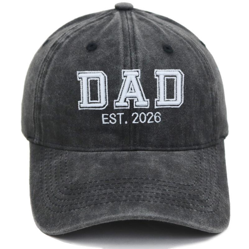 Dad Mom Waterwashed Cotton Baseball Cap With Embroidery For Casual Outdoor Wear