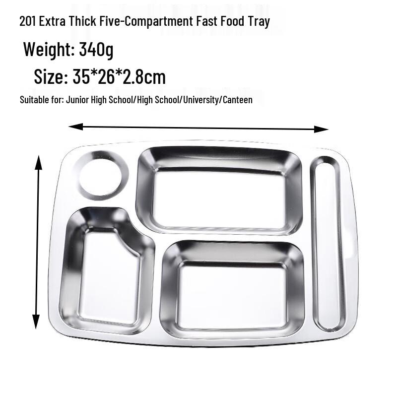 

FATTBAO Stainless Steel 5-Compartment Fast Food Tray