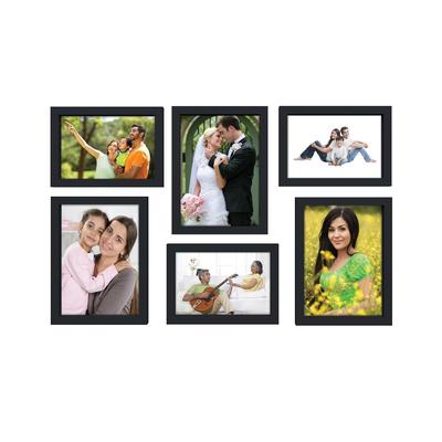 Collage Photo Frames (Set of 6, Wall Hanging),Black, Engineered Wood
