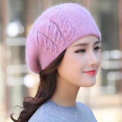 Berretto da donna in lana autunno inverno berretto da donna coreano elegante moda calda doppio strato tessitura berretto per capelli di coniglio