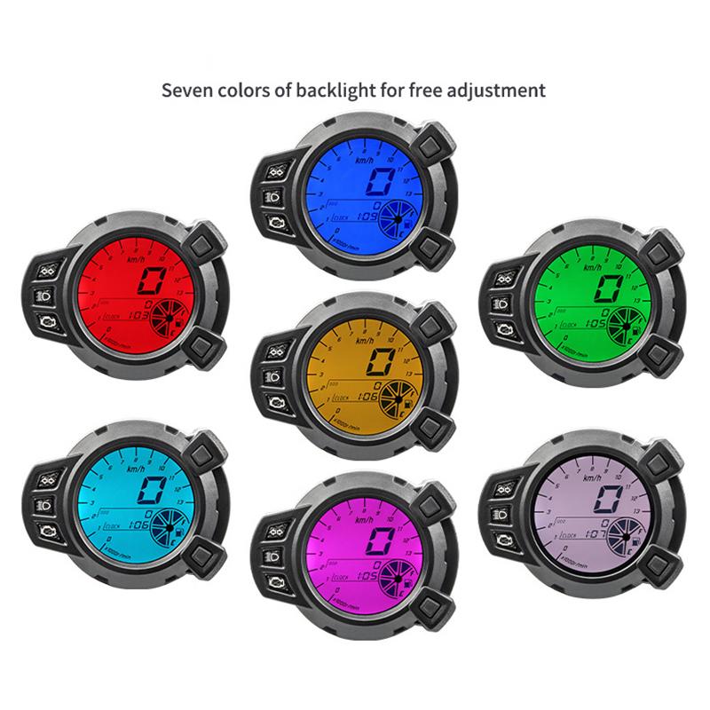 Motorcycle Speedometer Tachometer Gauge, DC 12V Motorcycle LED Speedometer Odometer Fuel Meter Gauge
