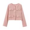 Moda Donna Bomber Corto Giacche Donna Bottone Dorato Blazer Primavera Donna Chic Streetwear Outwear Top