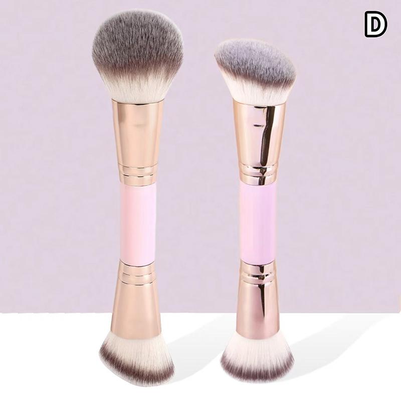 

Професійний пензель для макіяжу 2-в-1, двосторонній, з великою круглою головкою та ручкою, для тонального крему, консилера, фіксації, дорожній інструмент для макіяжу