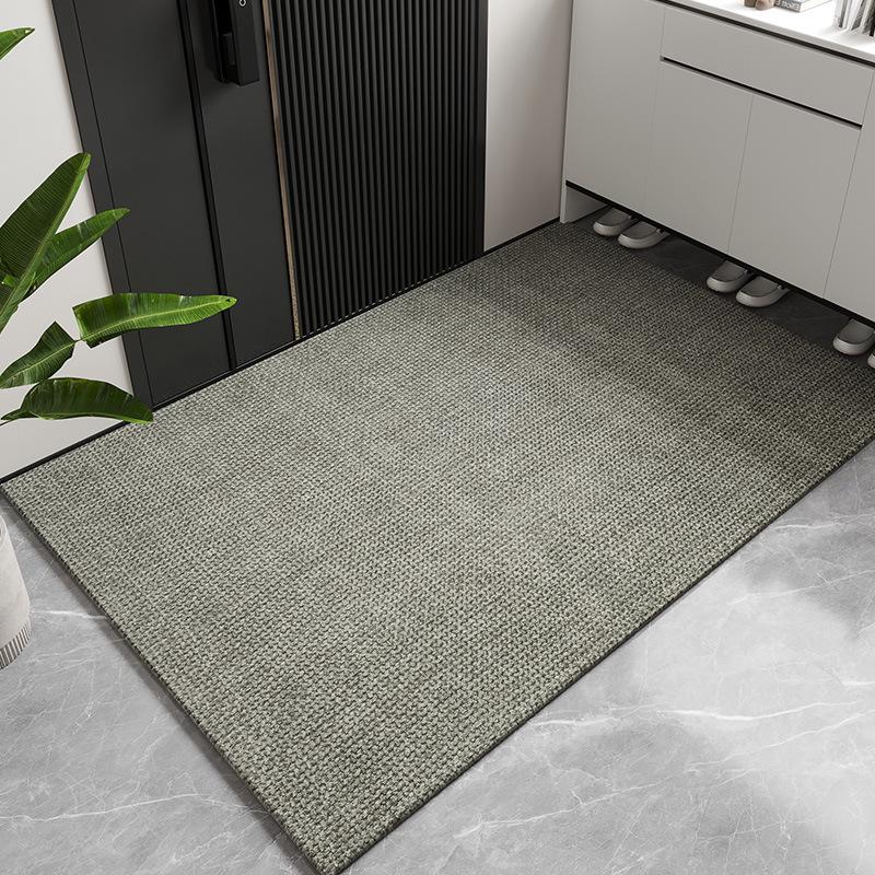 Ultra-Thin Japanese-Style Non-Slip Water-Absorbing Linen-Look Entrance Doormat, 2mm, Cuttable & Machine Washable for Home Hallway