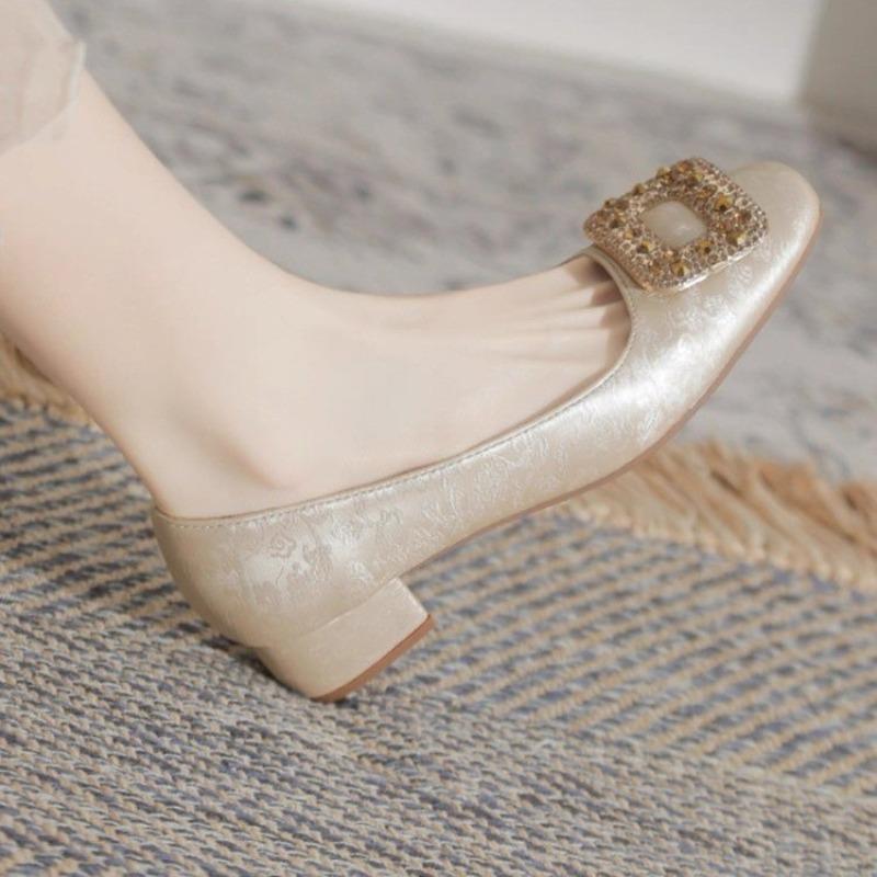 Chunky Heel Shoes for Women Summer Shoes New Style All-match Temperament Mid-heeled Shoes