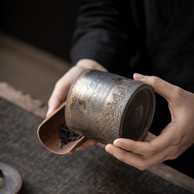 Boîte de rangement pour thé étanche Pot à épices scellé Récipient à thé Pot à thé vintage en céramique Noix