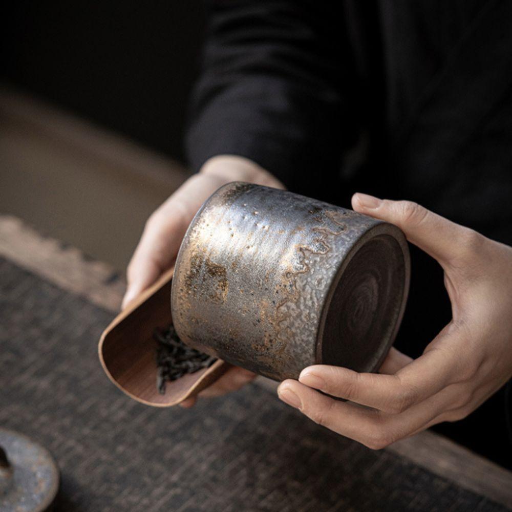 Kiln-change Glaze Vintage Ceramic Tea Jar Moisture-proof Tea Can Practical Food Container Candy