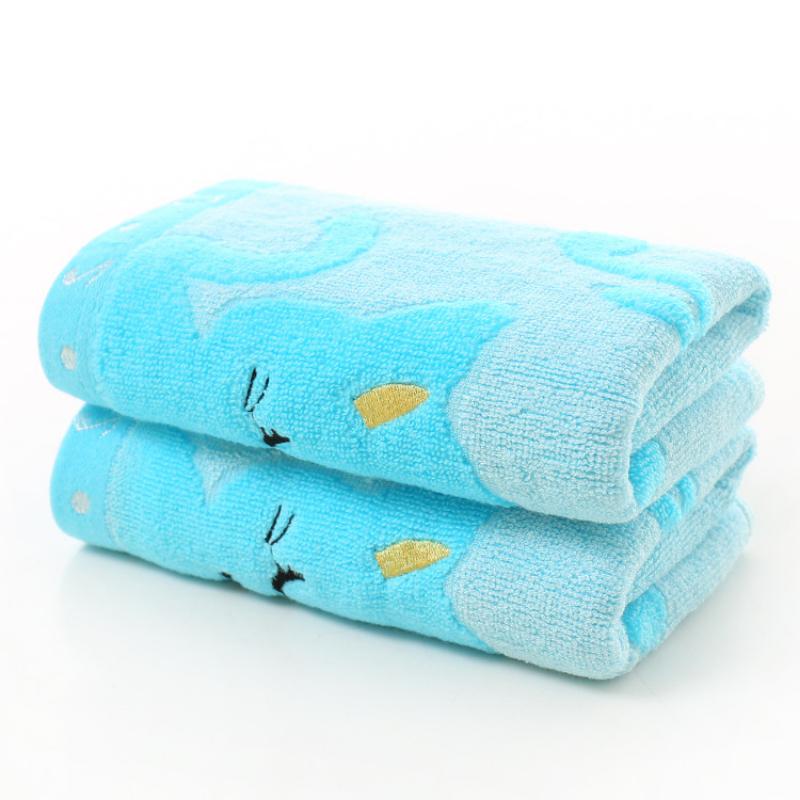 New  25X50cm Cute Towel Cat Pattern Soft Towel Children Embroidered Wool Towel Baby Products Soft Towel Bath Towel
