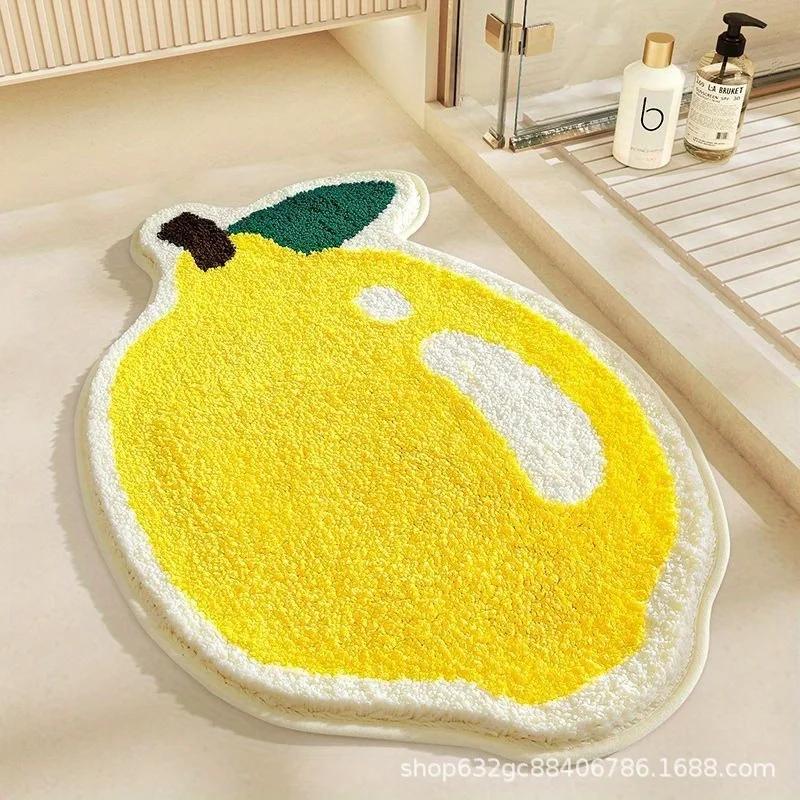 Wool Fruit Shaped Bath Rug Non Slip Restroom Mat Gentle Decorative Floor Carpet designed for Bedside Living Room Nursery