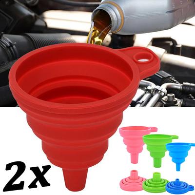 2 Pièces Entonnoirs Liquides Universels en Silicone Portables Entonnoir de Changement d'Huile Moteur d'Automobile Essence Entonnoir de Pot à Huile Ménager Accessoires de Voiture