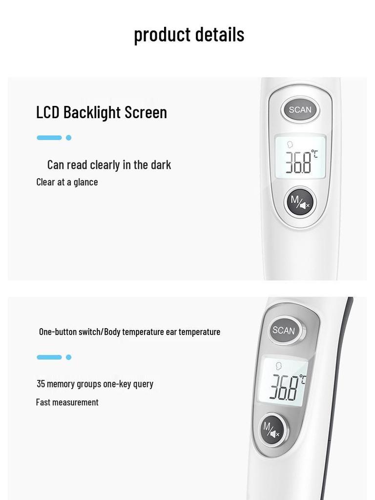 CE&FDA Approved Non-Contact Infrared Forehead & Ear Thermometer - English Version