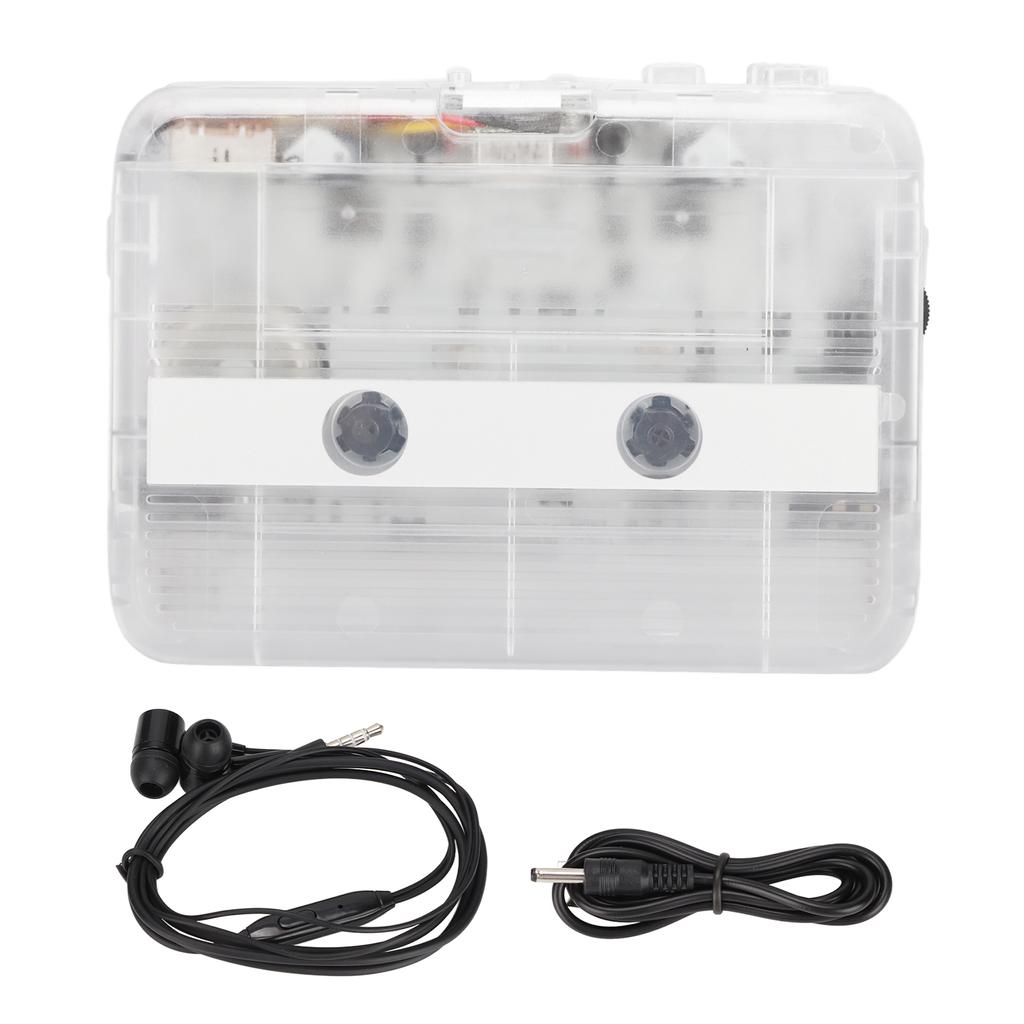 FM Radio Cassette Player Classic Style Multifunction Bluetooth 5.0 Portable Tape Player Transparent