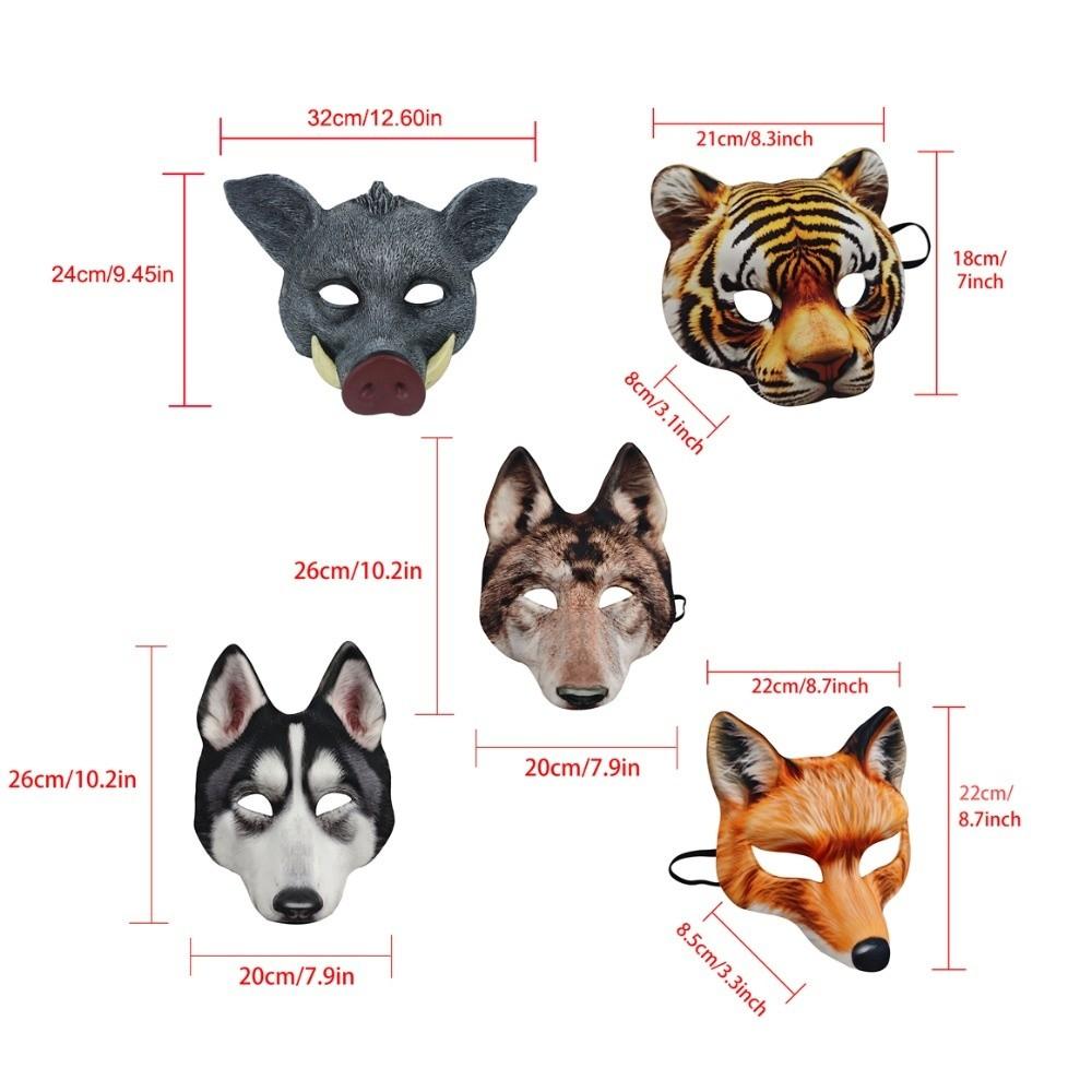 Creative Wolf Halloween Werewolf Mask Party Props Husky Tiger EVA Mask Elastic Strapy Cosplay Animal Half Face Mask Masquerade