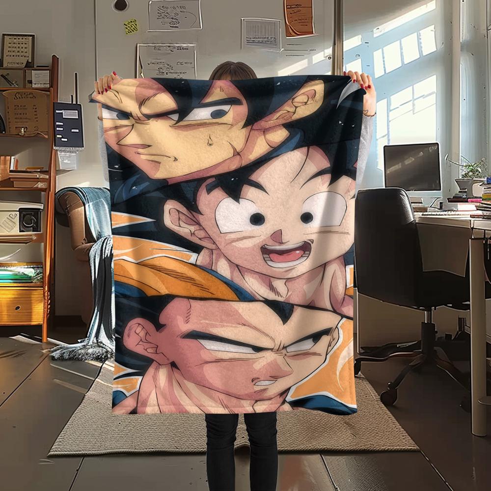 

Фланелевое одеяло с принтом персонажей Dragon Ball, Высококачественное, Удобное для всех сезонов, Декор для дома, Тепло и уют, Идеально для рождественских подарков 80cm x 120cm