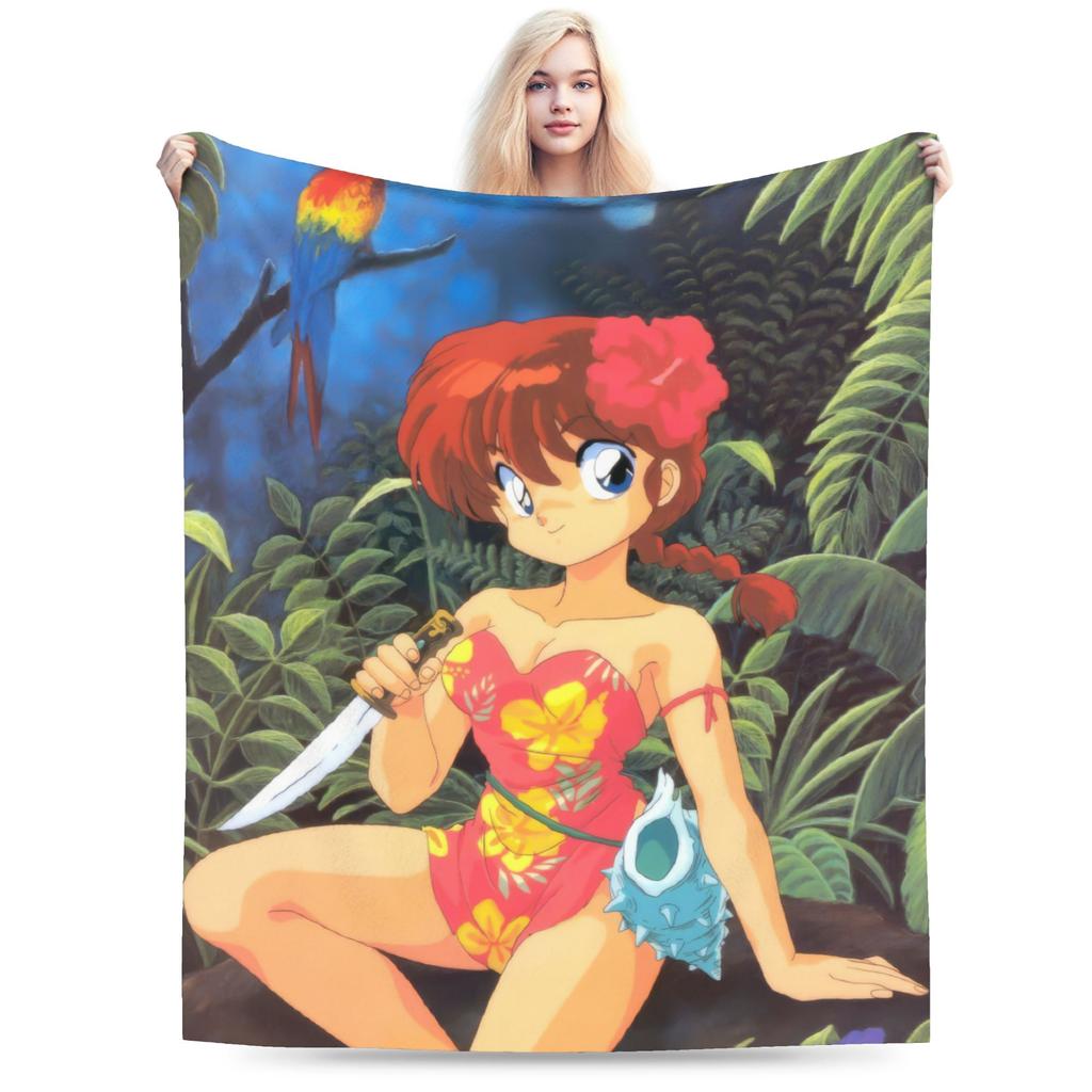 Ranma 1/2 Japanese Anime Blankets Flannel Spring/Autumn Multifunction Warm Throw Blanket for Bed Office Bedspread