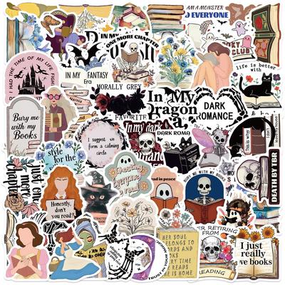 50 Stickers Doodle Bookish de Lecture Cartoon Décorez Guitare Carnet Valise DIY Imperméable