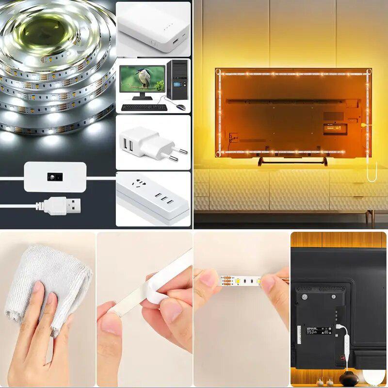USB-Powered 5V Soft LED Strip with Motion Sensor & Adhesive Backing