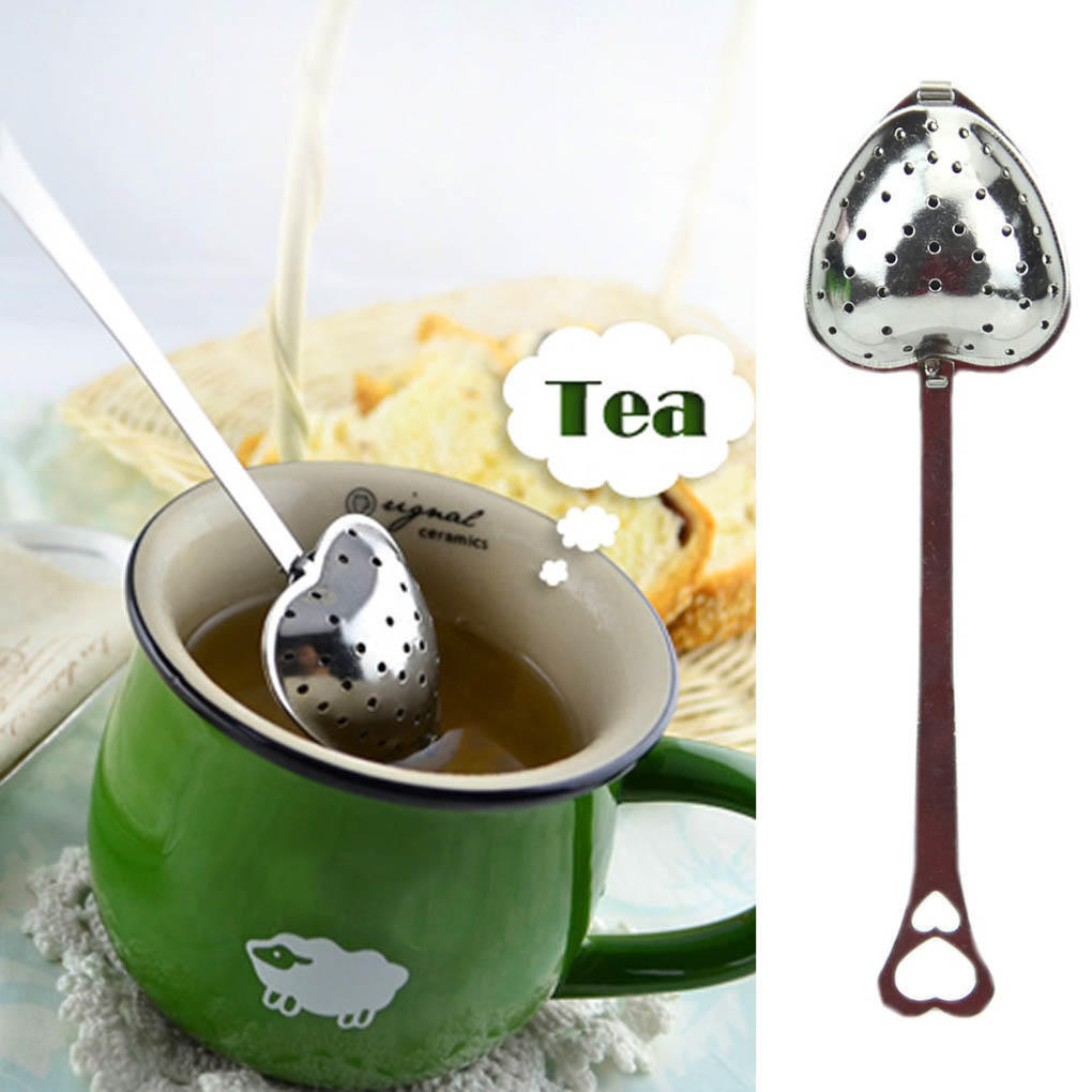 Heart Shaped Stainless Steel Tea Infuser Spoon Strainer Steeper Handle
