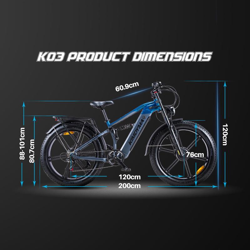 KIMDYMA K03 26-Zoll Elektrofahrrad, 48V 20Ah, doppelte 3000W Motoren – 4,0 Zoll breite Reifen, hydraulische Bremsen, All-Terrain-Fahrrad, 55 km/h