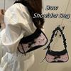 Korean Style Bow Shoulder Bag Pink Crossbody Bag Sweet Underarm Handbag  Outdoor