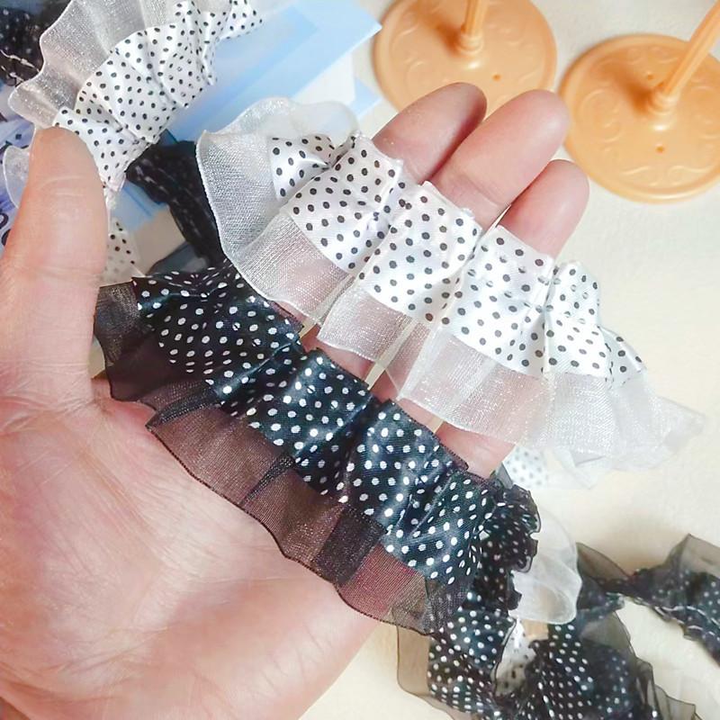 Nice Double-layer Polka Dot Pleated Tulle Lace DIY Girls' Doll Dress Skirt Breast Wrap Handmade Crafts Sewing Materials Dentelle
