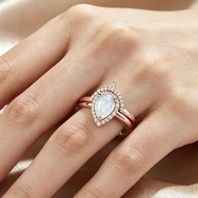 New European and American Women's Ring Accessories Inlaid Opal Ring, Silver Opal Women's Ring