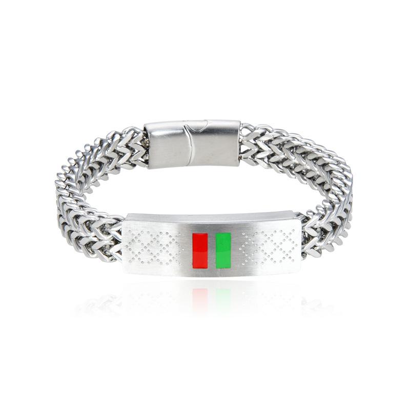Men s Stainless Steel Titanium Bracelet - Silver, Gold, Rose, Black, Blue with Red & Green Accents