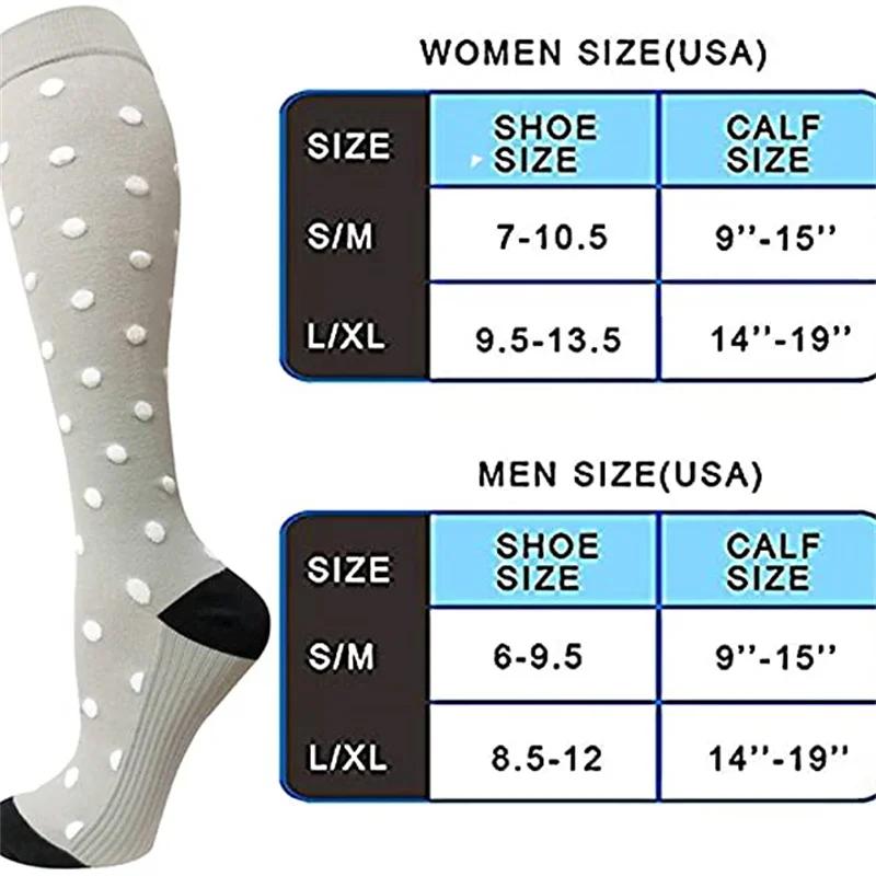 1 pár Pánské Dámské Kompresní Ponožky Vhodné pro Venkovní Sporty Kompresní Ponožky pro Proti Únavě Úlevu od Bolesti Koleno Křečové Žíly Ponožky