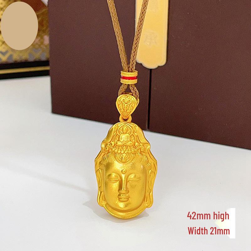 Gold Sand Eight Treasures Compass Pendant Necklace with Gourd Charm for Women