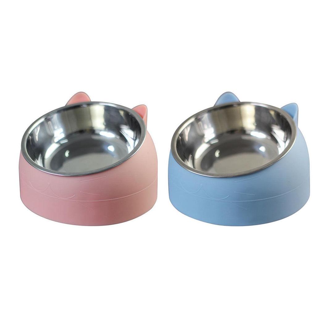 Popular Slanted Stainless Steel Pet Bowl - Detachable, Washable, Anti-Spill Design for Cats & Dogs.