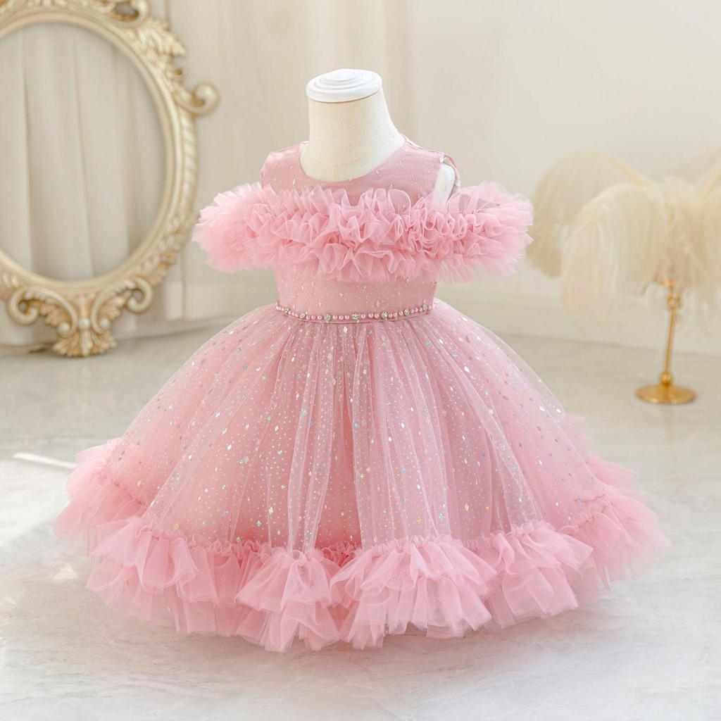 Mädchen Prinzessin Hochzeitskleid 1-5 Jahre Baby Mädchen Mesh Baumwolle Geburtstagsparty Kleider Kinder Mädchen Kleid Kinder Ballkleid Kostüm