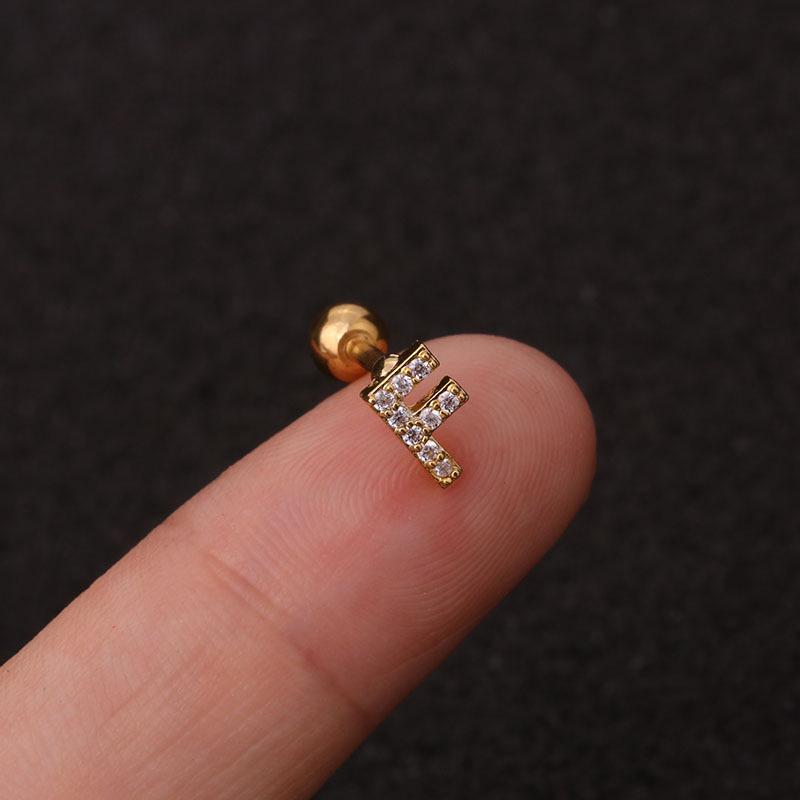 Trendy 26 Letters Tragus Cartilage Earring Women Exquisite Tiny Initial Alphabet Name Helix Earring Piercing Jewelry Gift
