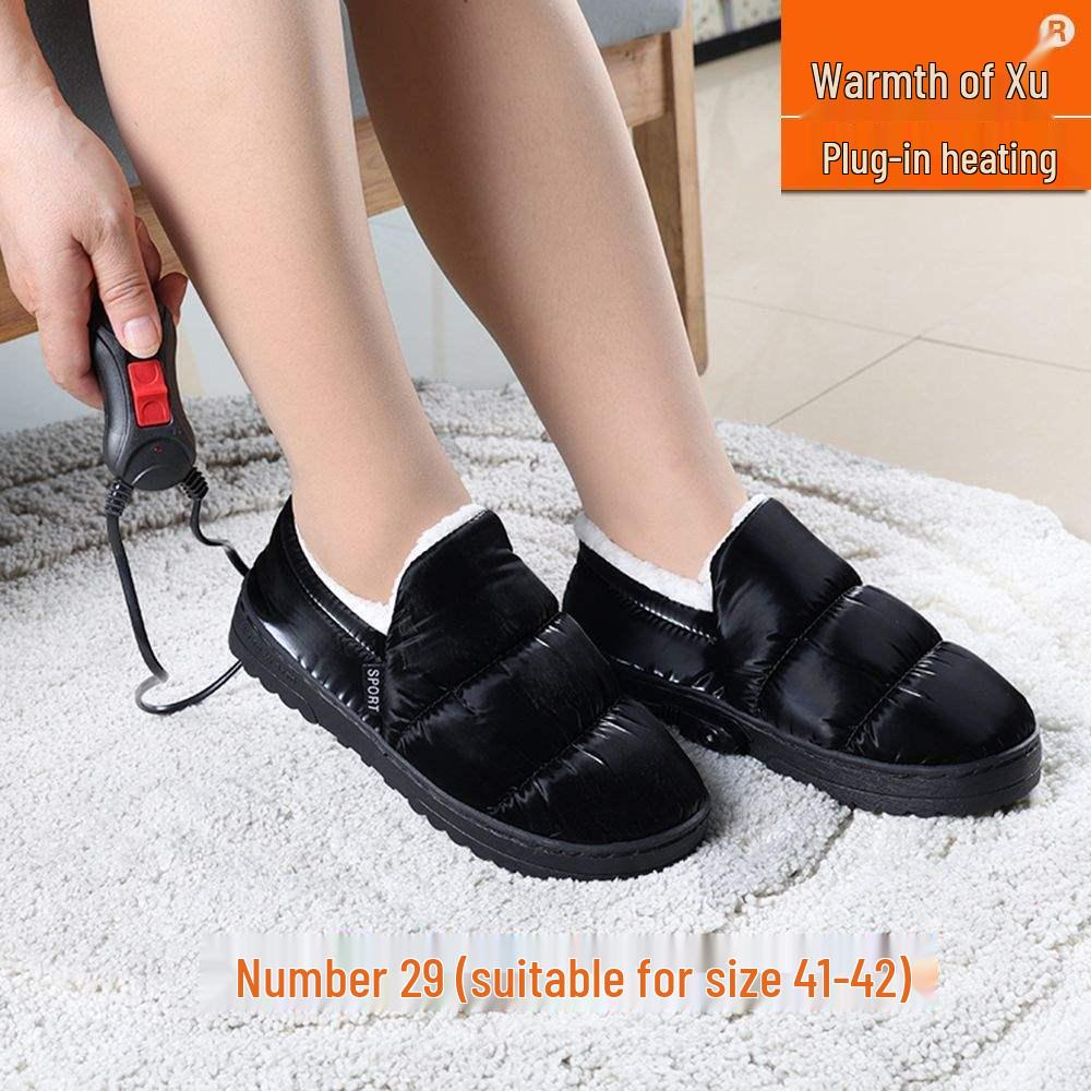 Men's and Women's Electric Heating Rechargeable Cotton Slippers - Warm Feet Device with Walking Pad