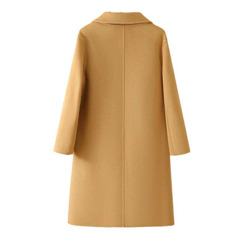 2024 Autumn/Winter Women's Double-Sided Wool Coat: Mid-Length, Stylish Lapel, New Chinese Style, Fashionable Australian Wool